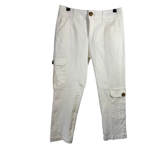 DEMOCRACY Women’s Ab Technology Cropped Cargo Denim Jeans White Size 6 - Picture 1 of 10